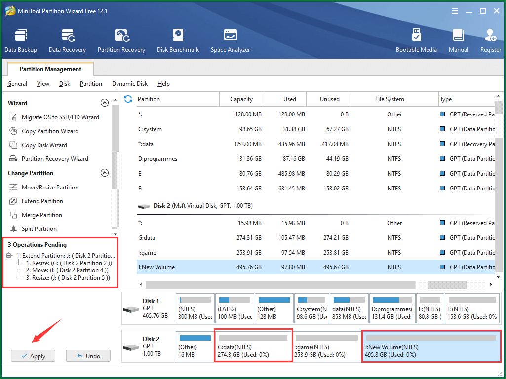 Apply Extending Partition