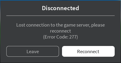 Lost connection to the game server, please reconnect (Error Code:277)
