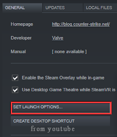 click on set launch options