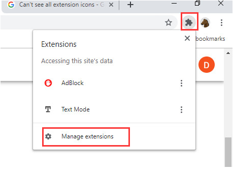 Manage extensions