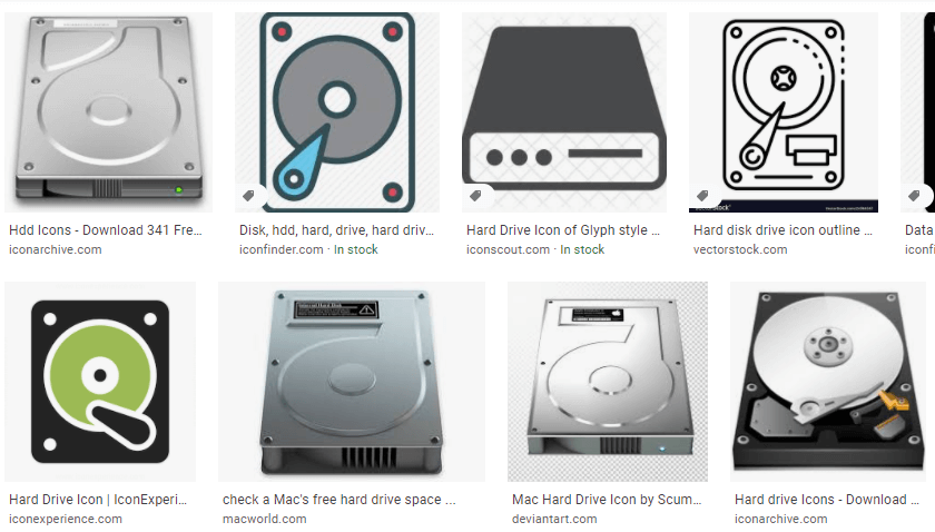 Different Kinds of Hard Drive Icons