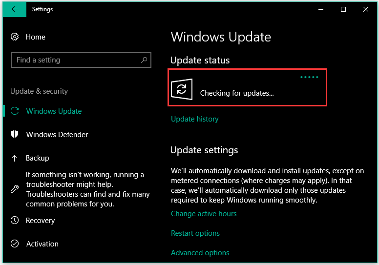 Windows is checking for updates