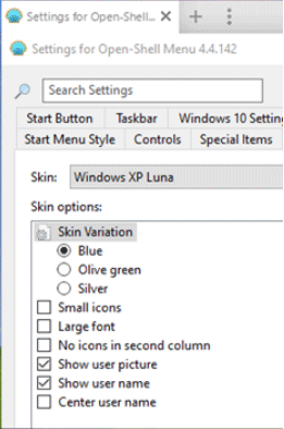 create a Windows XP Start menu