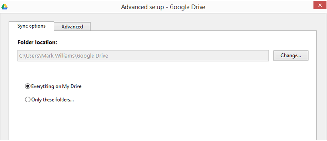 change default Google Drive location