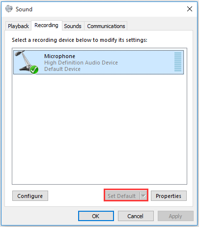 set the desired device as the default recording device