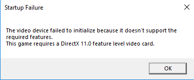 this game requires a DirectX 11.0 feature level video card