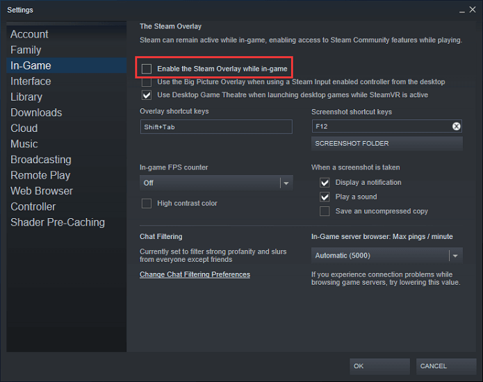 disable Steam overlay