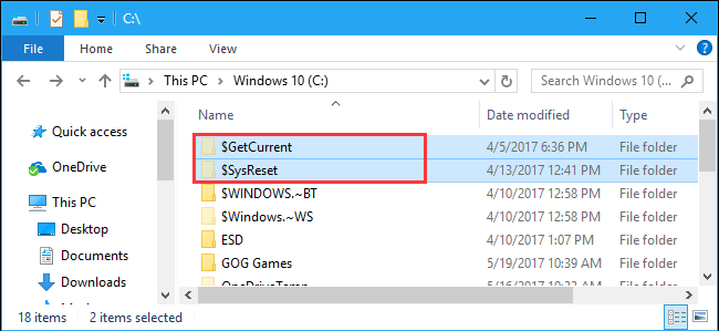 $GetCurrent and $SysReset folder