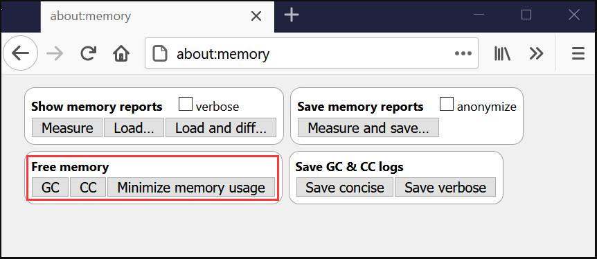 Minimize memory usage Firefox