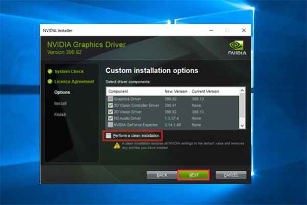 Perform a clean installation NVidia