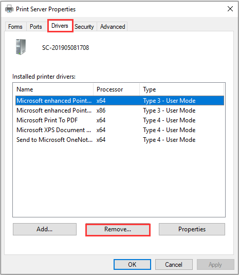 remove HP printer driver
