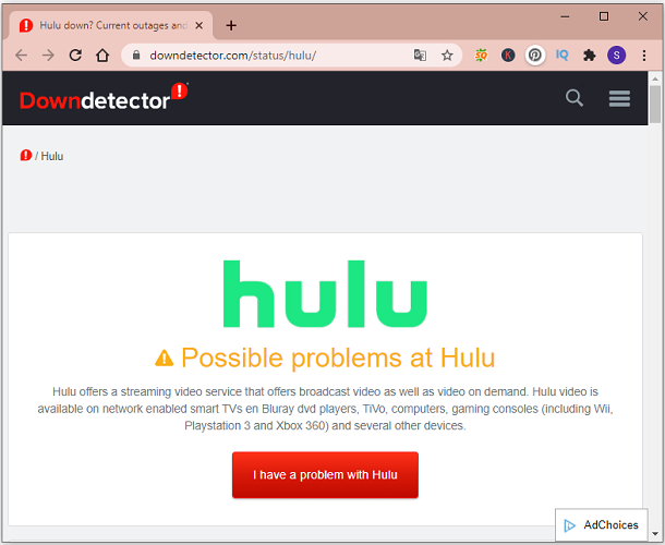 check Hulu server status