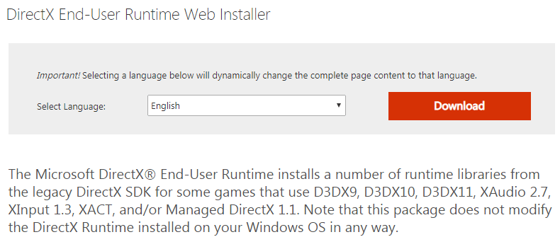 install DirectX End-User Runtime Web Installer
