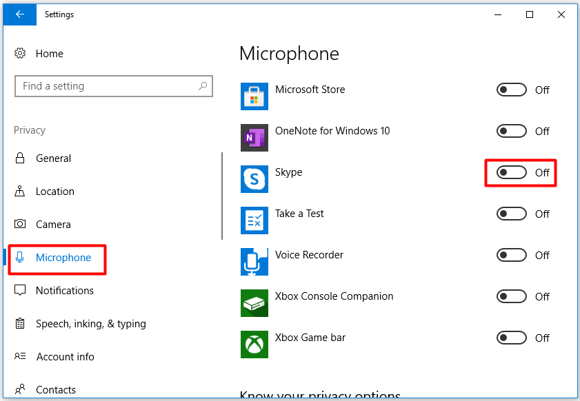 check the status of Skype microphone