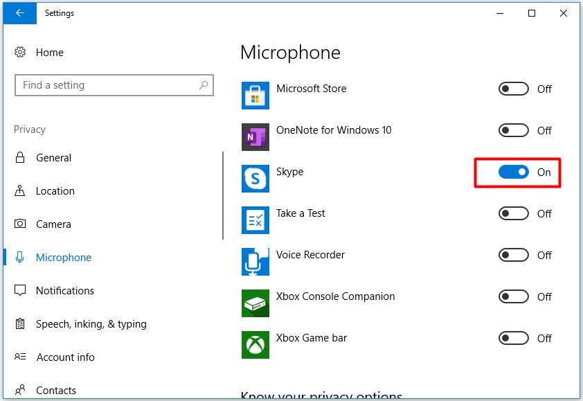 switch on the microphone of Skype