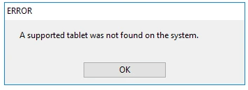 a supported tablet was not found on the system Windows 10