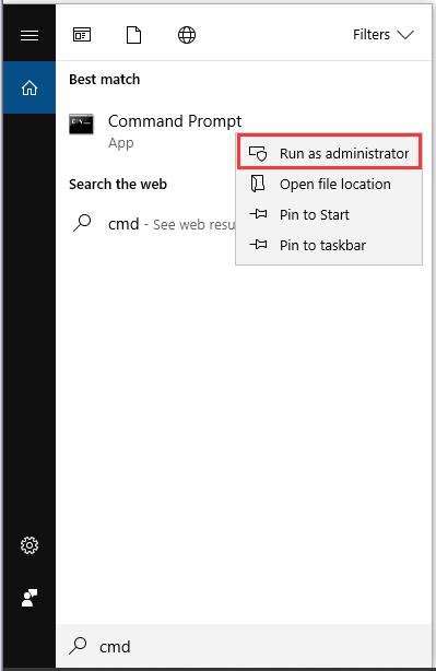 run Command Prompt as an administrator