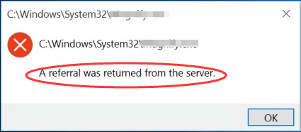 a referral was returned from the server