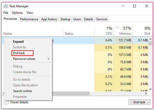 close all third party processes in Task Manager