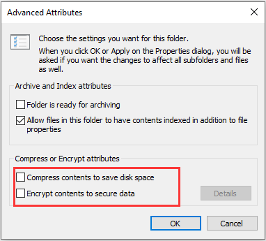 edit compress and encrypt attributes