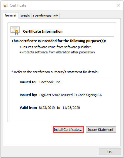 install certificate