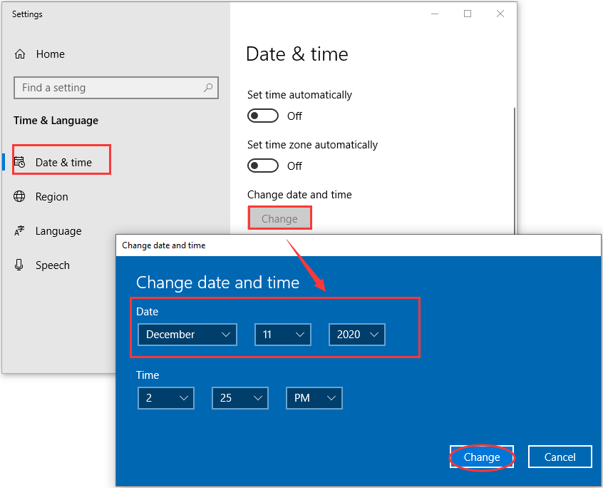 change system date