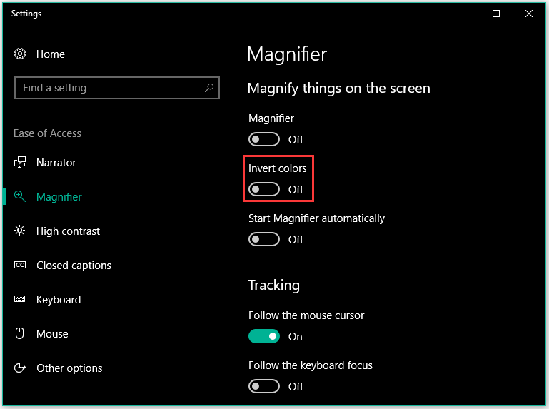 disable Inverted colors