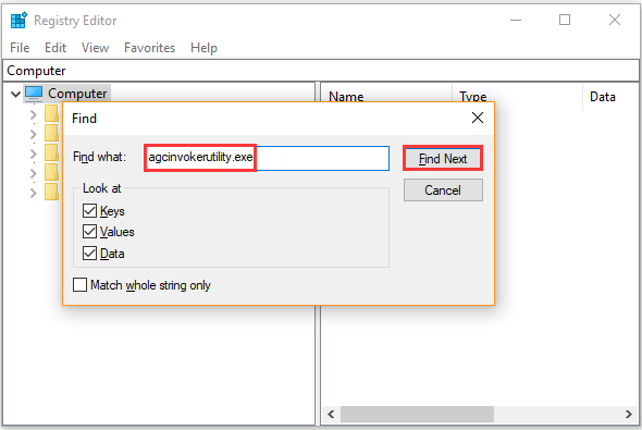 search all GC Invoker files in Registry Editor