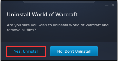 click Yes, Uninstall