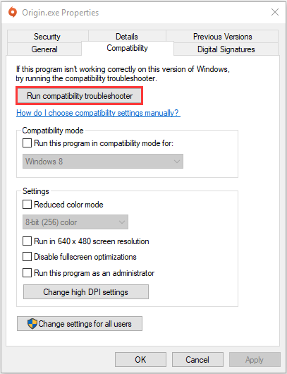 click Run compatibility troubleshooter