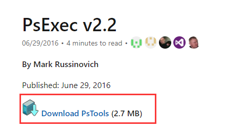 Download the PsExec tool