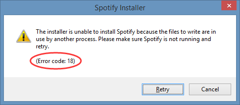 Spotify error code 18