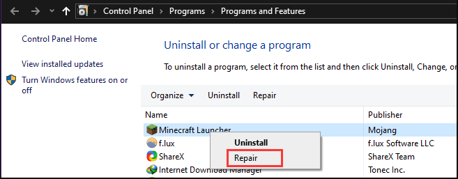 select repair Minecraft