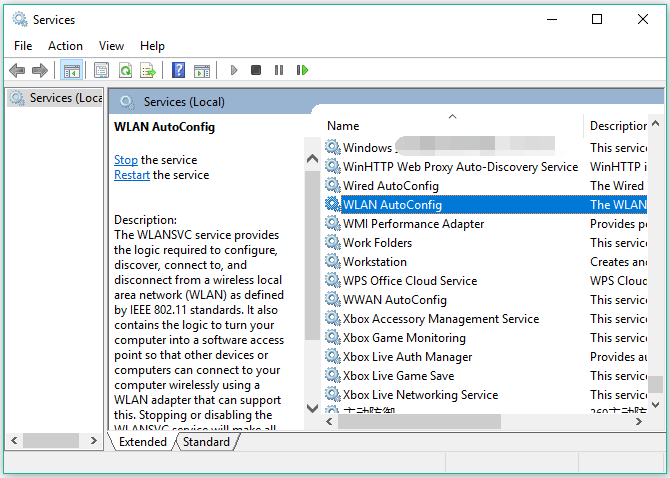 find WLAN AutoConfig on the services window