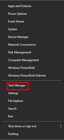 open the Task Manager from Start menu
