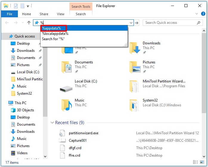 open file explorer and then type the file path