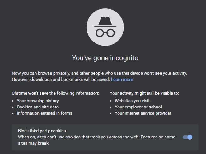 enter the incognito mode of your browser