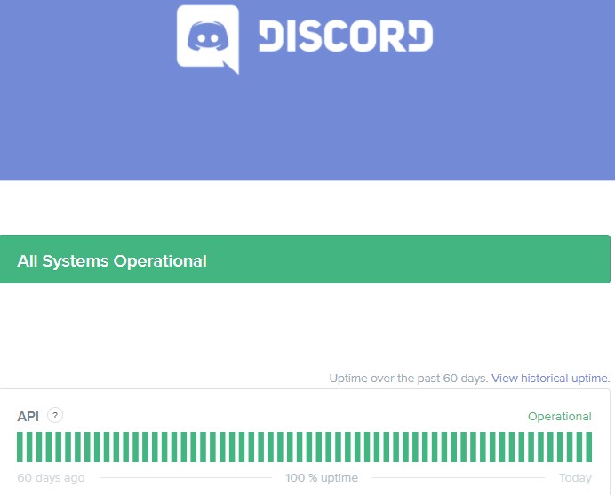 check the status of Discord