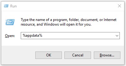 open AppData folder via Run window
