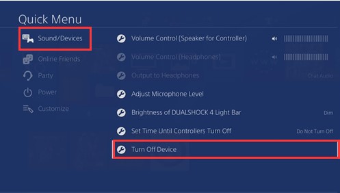 click on turn off device