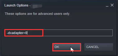 add dxadapter to the Steam Launch Options