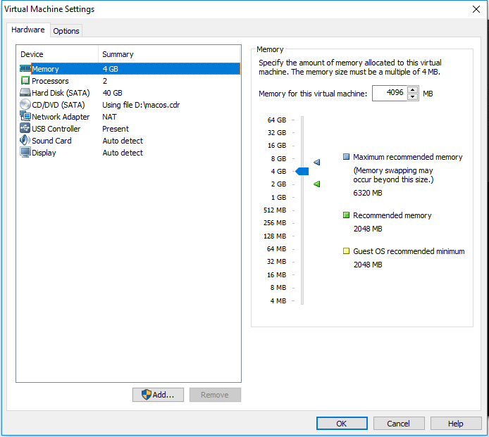 customize VM settings