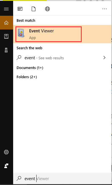 select the Event Viewer app