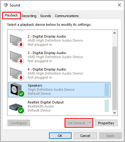 set speaker as default