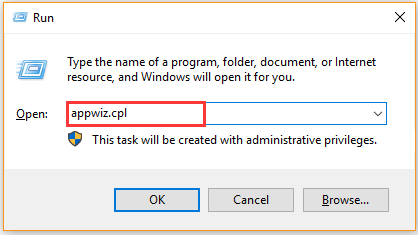 type appwiz cpl in the Run dialog box