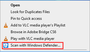 choose Scan with Windows Defender