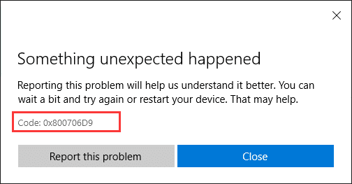 Windows Store error 0x800706D9