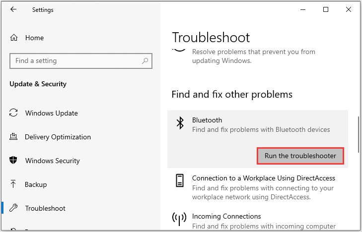 Bluetooth troubleshooter