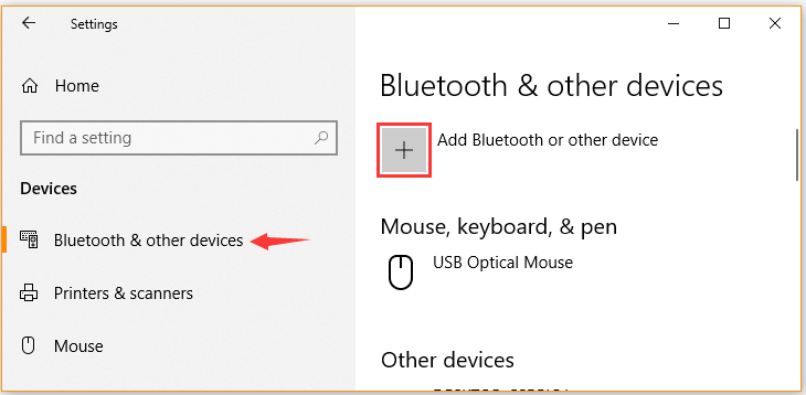 click on Add Bluetooth or other devices