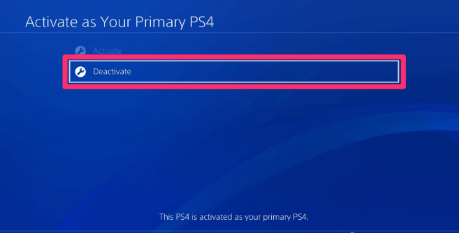 Activate as Your Primary PS4